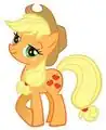 Applejack of My Little Pony: Friendship Is Magic, wearing her trademark Stetson, plus mane and tail ties.