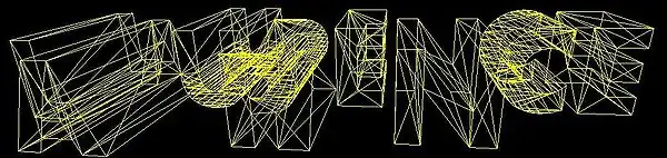 Example of IndexedTriangleSet (one for each letter). Wireframe view